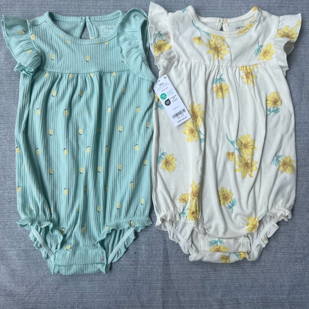 Carter's Floral and Striped Baby Rompers